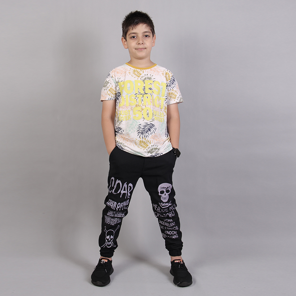 شلوار اسلش پسرانه طرح اسکلت مشکی